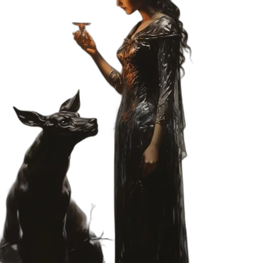 dress, staff, jewelry, concept art transparent PNG cut-out