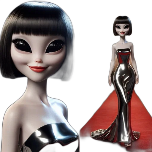 dress, concept art, 3d render, cartoon transparent PNG cut-out