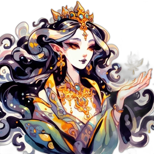crown, jewelry, staff, fantasy art transparent PNG cut-out