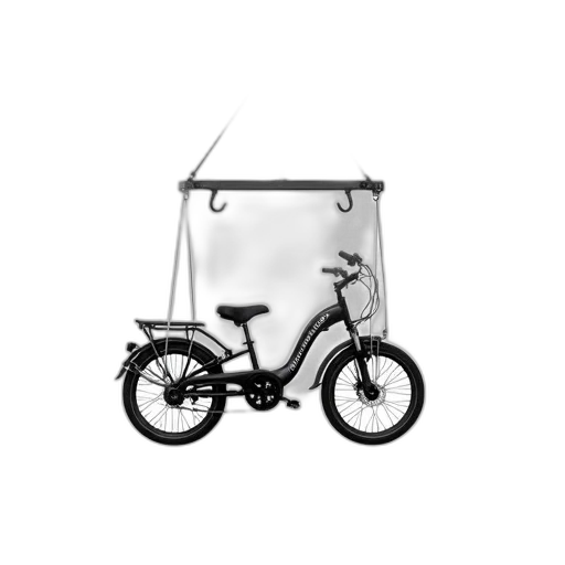 3d render, black, bicycle, suspended transparent PNG cut-out