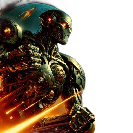 robot, concept art, cyberpunk, futuristic transparent PNG cut-out