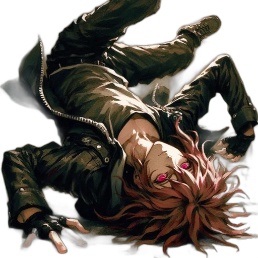 weapon, jacket, hair, concept art transparent PNG cut-out