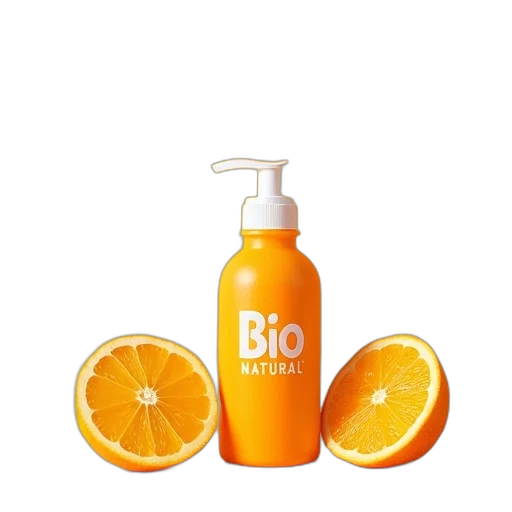 bottle, bio, natural, orange transparent PNG cut-out