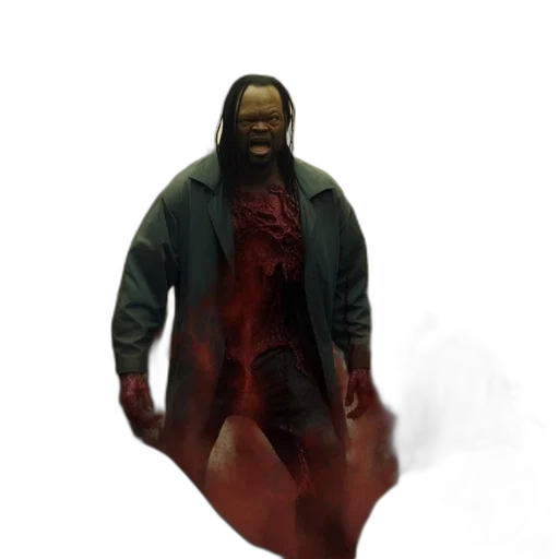 creature, jacket, mask, staff transparent PNG cut-out