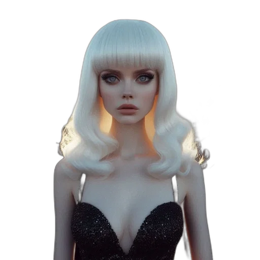 hair, dress, 3d render, photorealistic transparent PNG cut-out