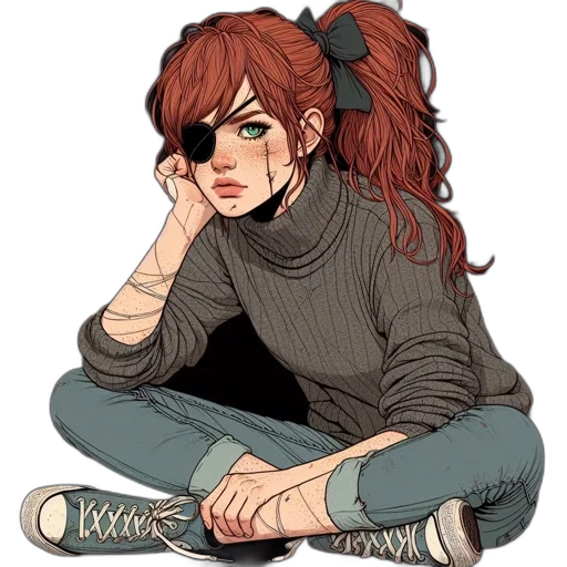 jacket, face, hair, pixel art transparent PNG cut-out