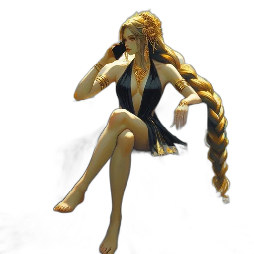 dress, staff, hair, concept art transparent PNG cut-out
