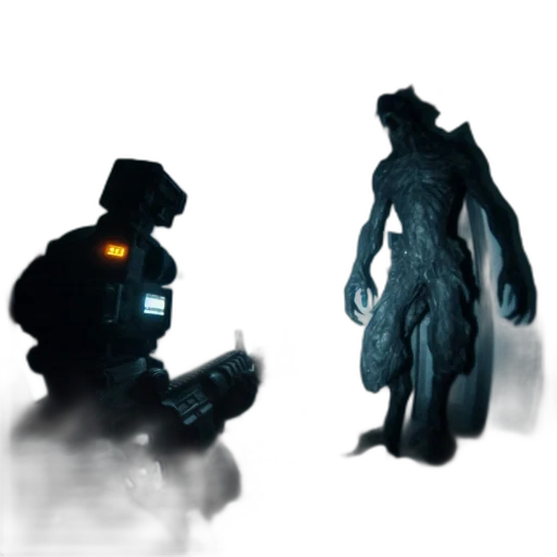 creature, robot, mask, staff transparent PNG cut-out