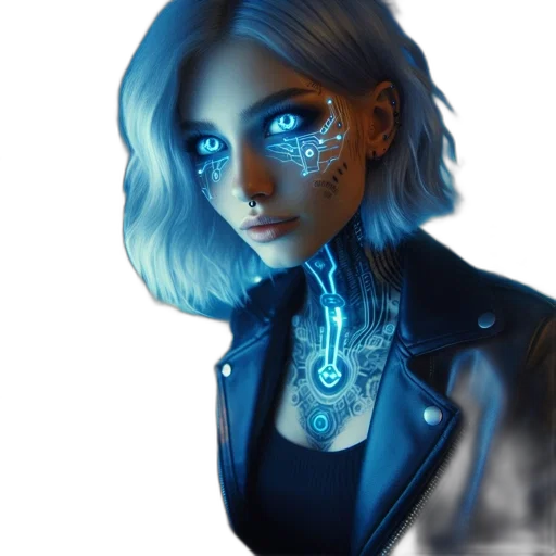 face, robot, jewelry, jacket transparent PNG cut-out