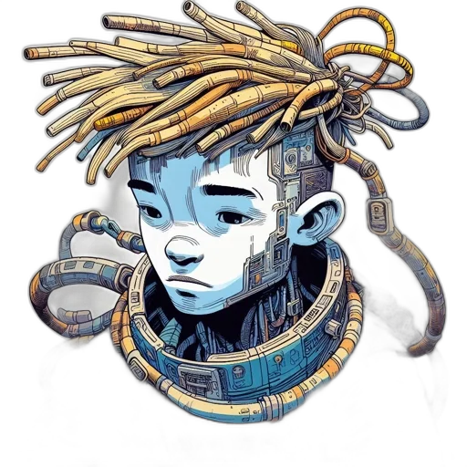 robot, mask, face, hair transparent PNG cut-out