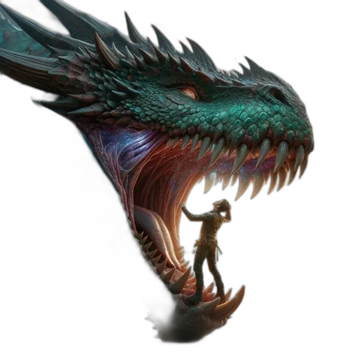 dragon, creature, staff, animal transparent PNG cut-out