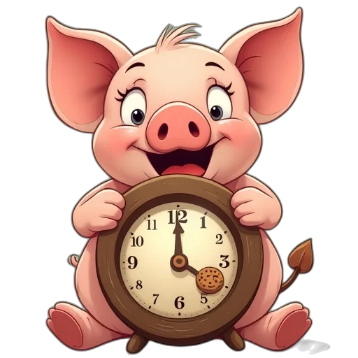 funny, cartoon, pig, eating transparent PNG cut-out