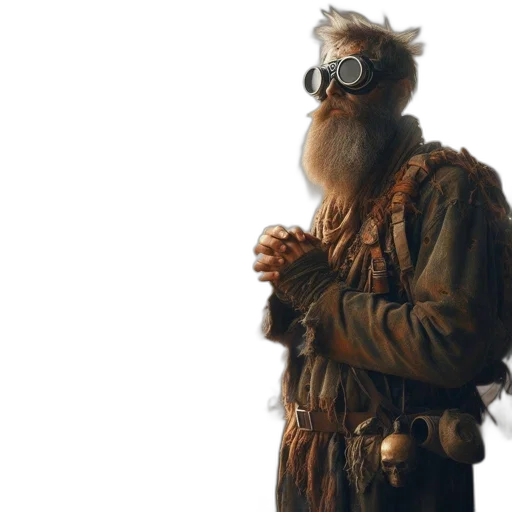 mask, jacket, staff, creature transparent PNG cut-out