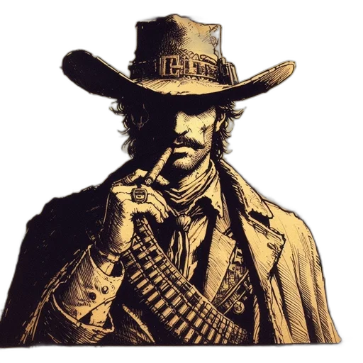 hat, jacket, weapon, staff transparent PNG cut-out