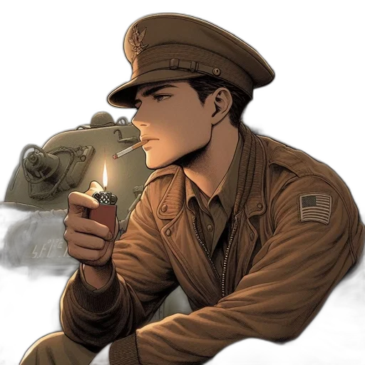 weapon, staff, hat, jacket transparent PNG cut-out