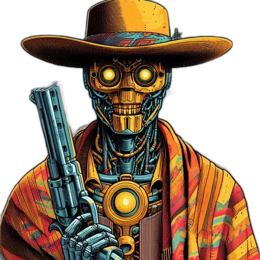robot, mask, weapon, jacket transparent PNG cut-out