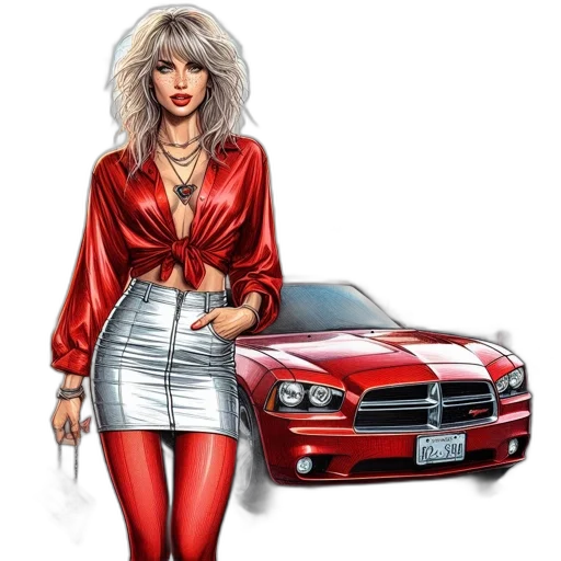 car, jacket, comic book art, photorealistic transparent PNG cut-out
