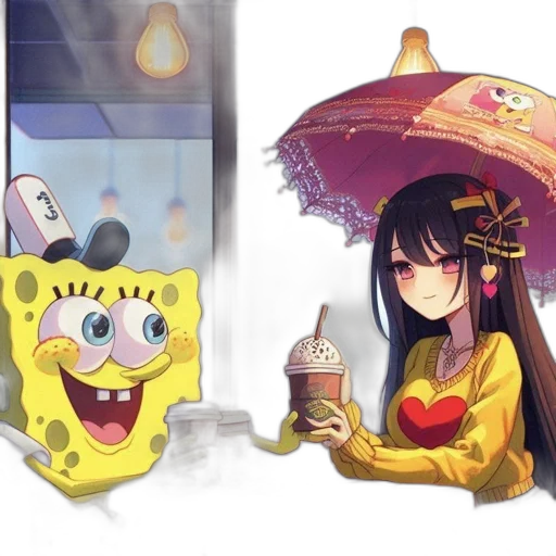 umbrella, hat, anime, concept art transparent PNG cut-out