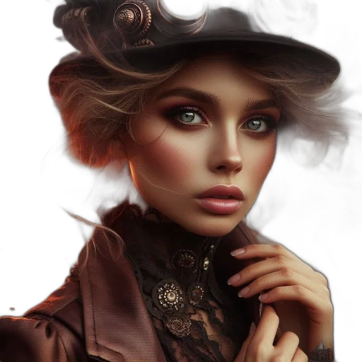 hat, face, jewelry, dress transparent PNG cut-out