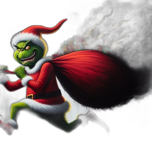 concept art, animated, grinch-like, creature transparent PNG cut-out
