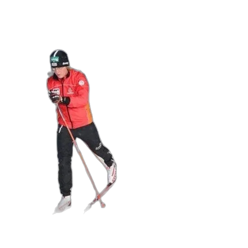 staff, three, cross-country, skiers transparent PNG cut-out