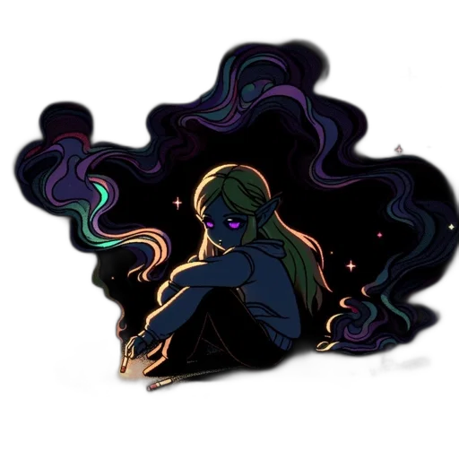 hair, mask, creature, staff transparent PNG cut-out