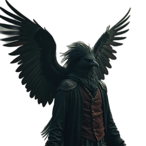 mask, jacket, dragon, staff transparent PNG cut-out