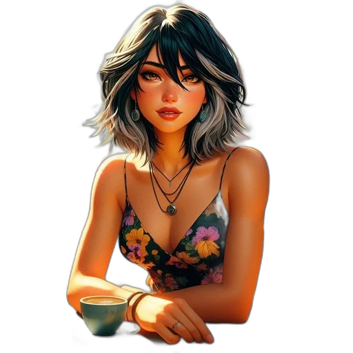 jewelry, face, dress, photorealistic transparent PNG cut-out