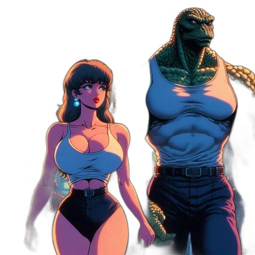 comic book art, concept art, vaporwave, cyberpunk transparent PNG cut-out