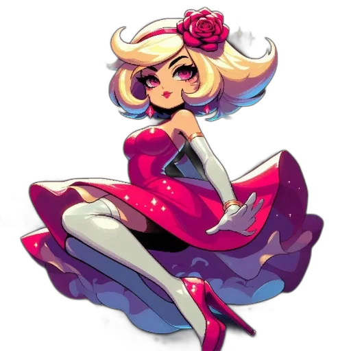 dress, flower, crown, staff transparent PNG cut-out