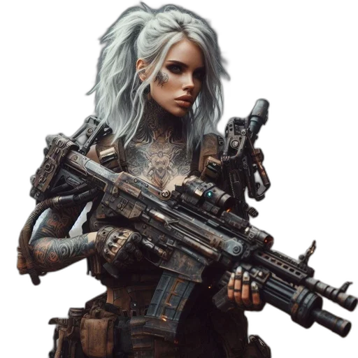 weapon, concept art, cyberpunk, fantasy art transparent PNG cut-out