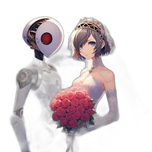 robot, dress, flower, weapon transparent PNG cut-out
