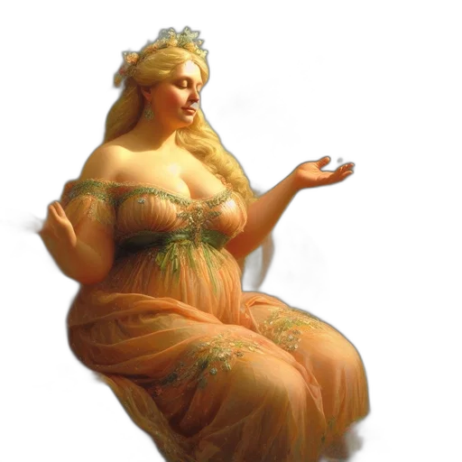 dress, jewelry, crown, staff transparent PNG cut-out
