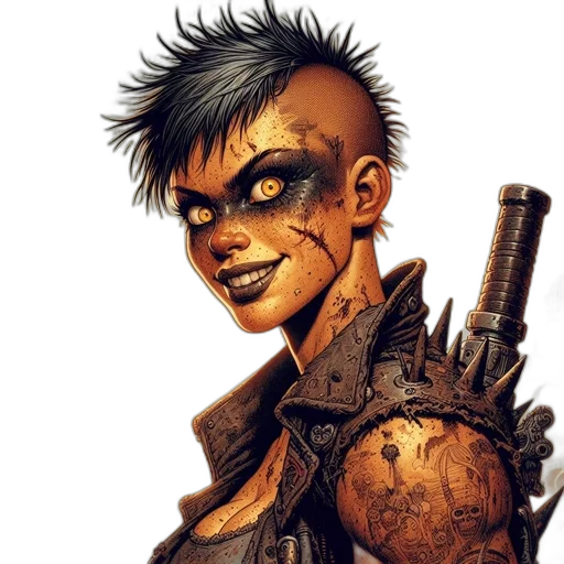 comic book art, concept art, fantasy art, cyberpunk transparent PNG cut-out