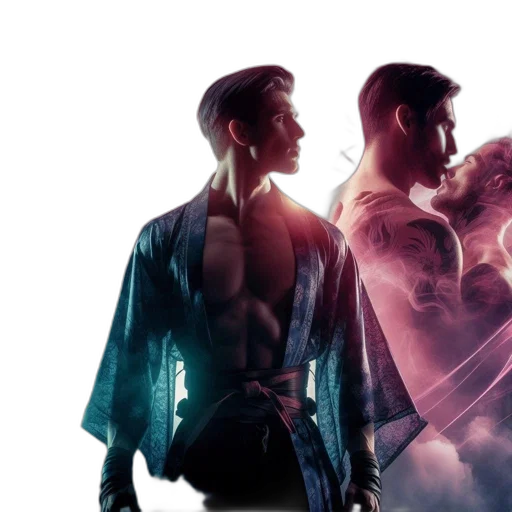 concept art, cyberpunk, neon lights, man transparent PNG cut-out