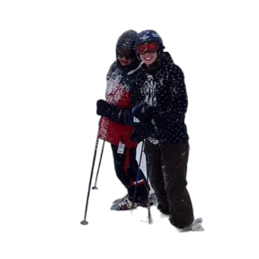 staff, snow, two, skiers transparent PNG cut-out