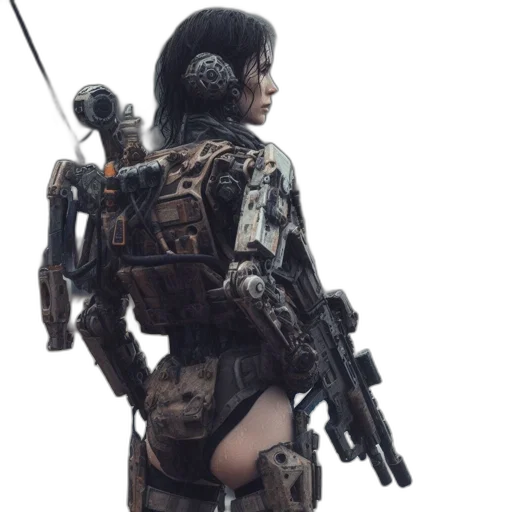 robot, weapon, concept art, cyberpunk transparent PNG cut-out