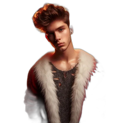 jacket, hair, jewelry, photorealistic transparent PNG cut-out