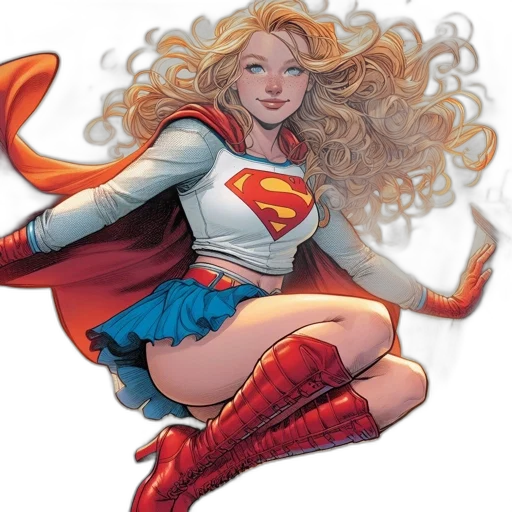 comic book art, concept art, supergirl, depicted transparent PNG cut-out