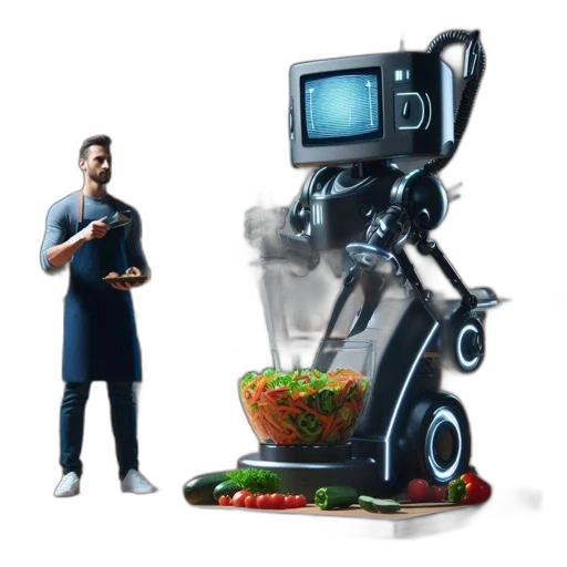 robot, food, concept art, 3d render transparent PNG cut-out