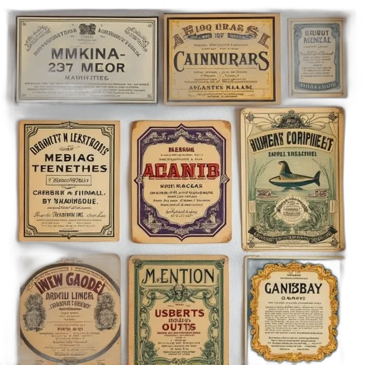 earth tones, vintage, medicine, labels transparent PNG cut-out