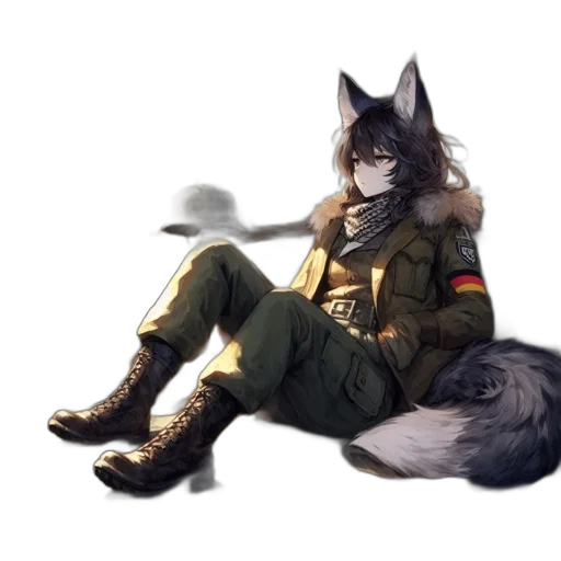 jacket, staff, animal, weapon transparent PNG cut-out