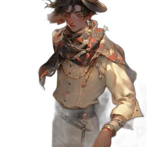 hat, staff, jacket, weapon transparent PNG cut-out