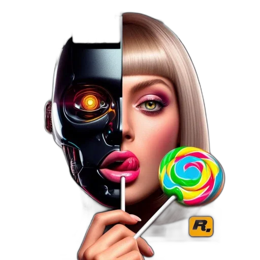 robot, mask, concept art, cyberpunk transparent PNG cut-out