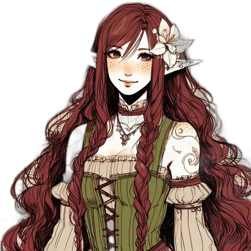 dress, staff, fantasy art, anime transparent PNG cut-out