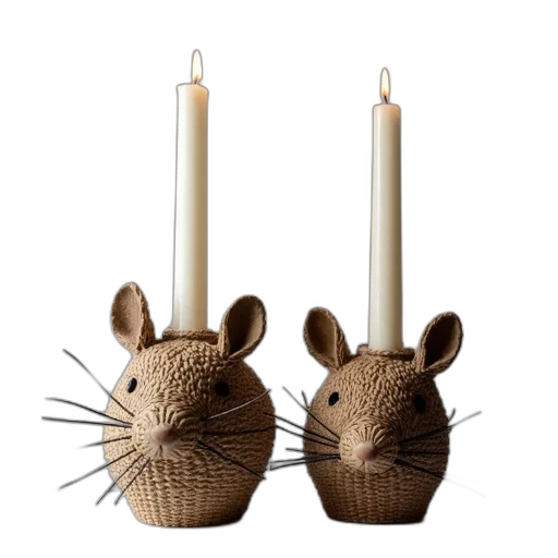 handmade, rat, basket, candleholders transparent PNG cut-out