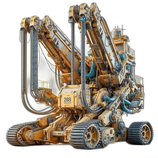 robot, weapon, 3d render, concept art transparent PNG cut-out