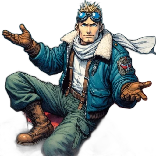 jacket, staff, comic book art, concept art transparent PNG cut-out