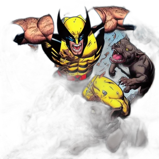 comic book art, concept art, fantasy art, wolverine transparent PNG cut-out