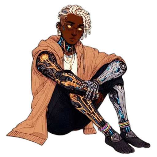 robot, jewelry, jacket, cyberpunk transparent PNG cut-out